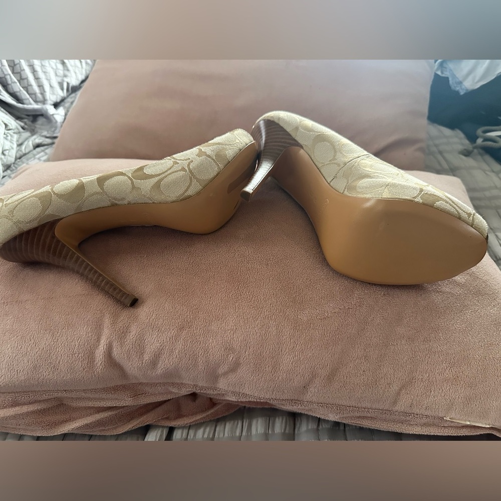 COACH Beige Patterned Heels